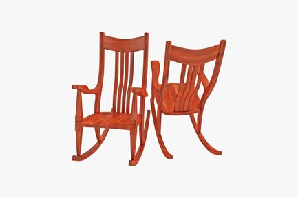 Preview: Paired wooden rocking chairs lateral view