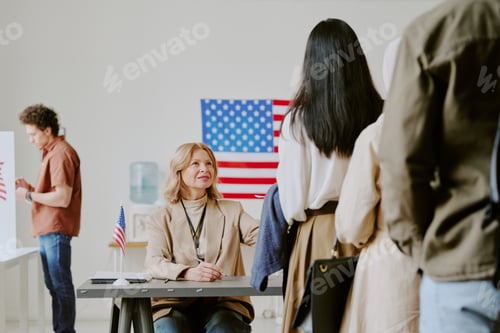 Preview: Mature Woman Working At Polling Station
