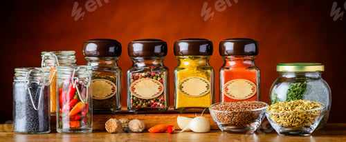 Preview: Food Spices in glasses