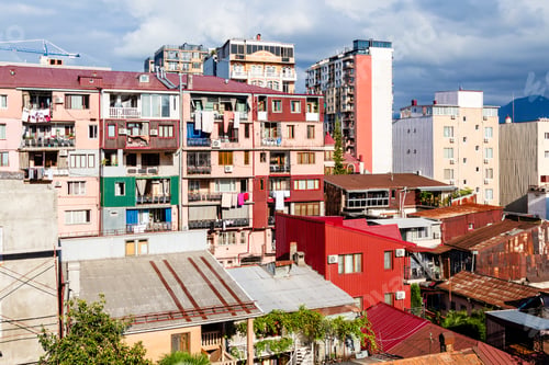 Preview: city block in Batumi city on sunny autumn day