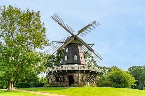 Preview: Historic Slottsmollan windmill landmark in Malmo Sweden