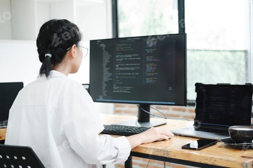 Preview: IT Programmer Starts Working on Desktop Computer.