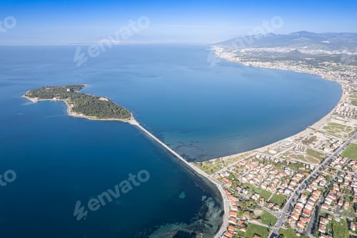 Preview: Aerial drone view of Urla district of Izmir, Turkey's third largest city. Iskele - Urla - Turkey