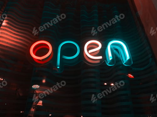 Preview: Colorful neon sign “Open “