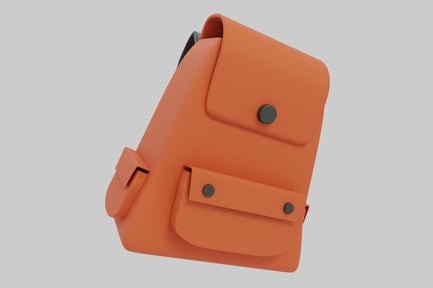 Vorschau: Orangefarbener Rucksack im Cartoon-Stil