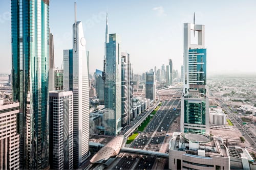 Preview: Aerial view of Dubai cityscape, United Arab Emirates