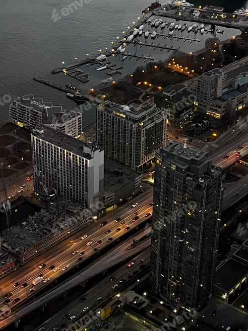 Preview: Skyscrapers in the city during evening and night lights