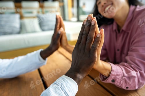 Preview: Handshake between people of different ethnicities, symbolizing trust, harmony, belonging, and unity