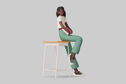 Preview: Young woman sitting on a stool