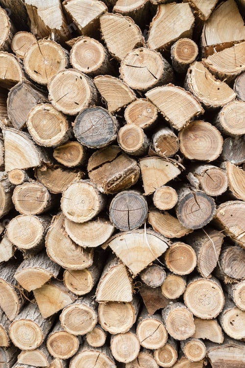 Preview: Stack of Cut Firewood Logs Close Up View