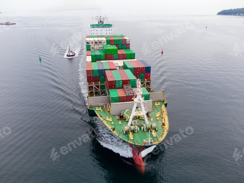 Preview: Aerial top view container ship, shipping or transportation concept background.