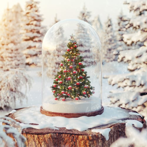 Preview: Christmas Tree in a Snow Globe in Winter