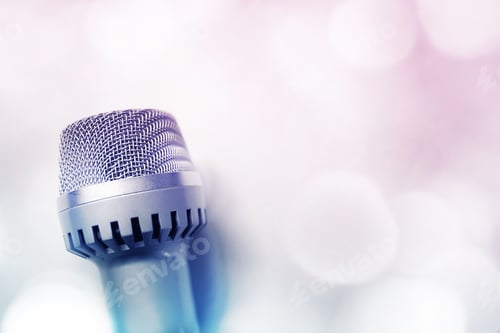 Preview: Microphone On Colorful Bokeh Background
