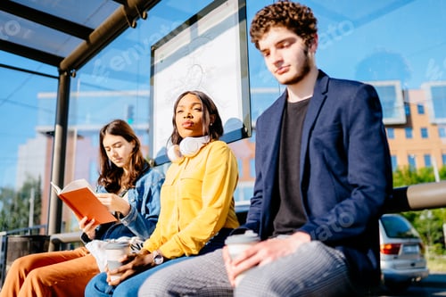 Preview: Millennials passengers traveling with public transport concept.
