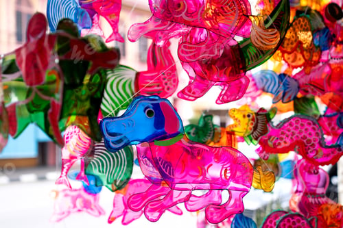 Preview: Lanterns hanging on a stand in the streets during Mid Autumn Festival of the Lunar Calendar