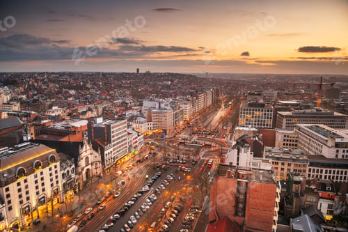 Preview: Brussels, Belgium Cityscape at Dusk