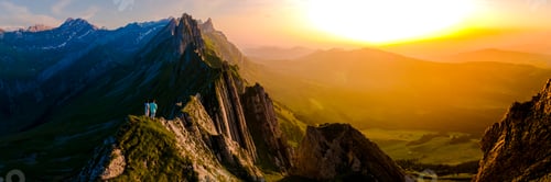 Preview: Schaeffler mountain ridge swiss Alpstein, Appenzell Switzerland, a ridge of the majestic Schaeffler