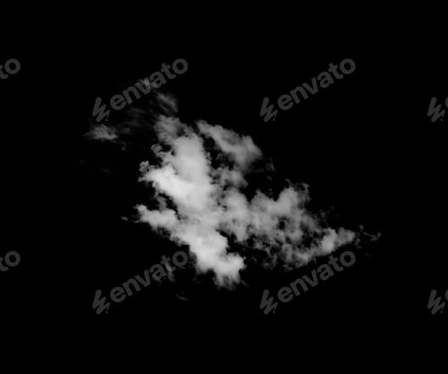 Preview: White Cloud Isolated on Black Background.