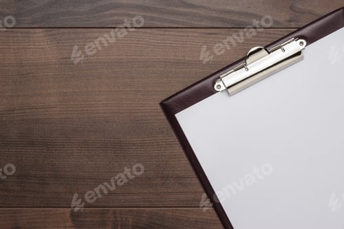 Preview: Brown Wooden Office Table With Notepad