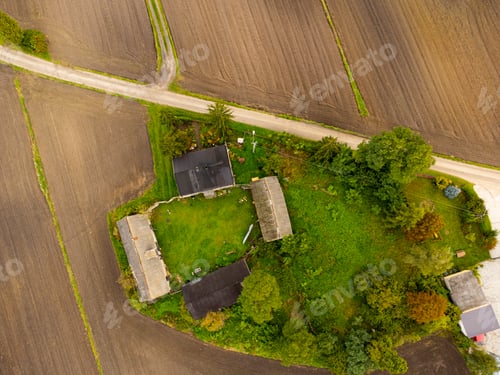 Preview: Aerial view of old farm
