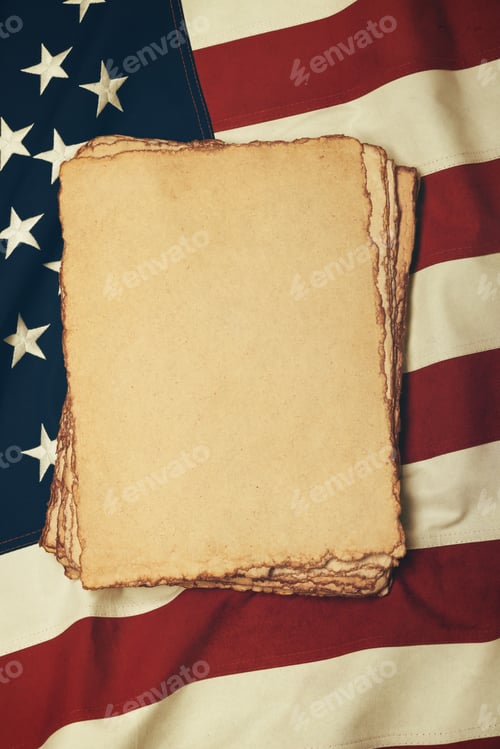 Preview: Vintage paper on old US American flag