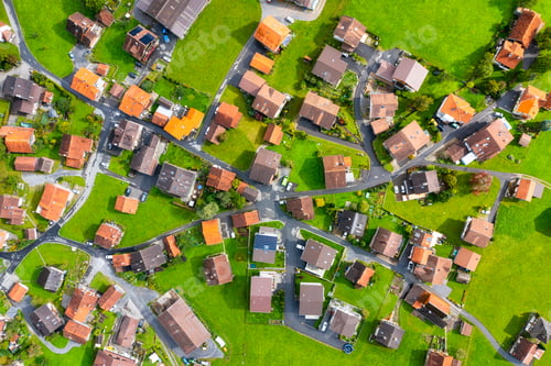 Preview: Aerial view of the village and the streets. View of the countryside from a drone.