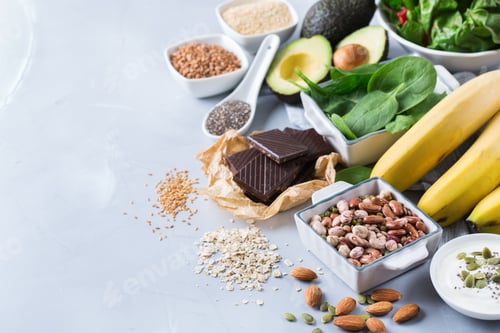 Preview: Assortment of healthy high magnesium sources food