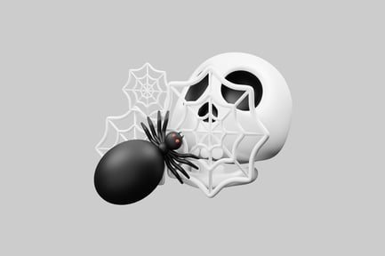 Preview: Halloween skull spider web scene