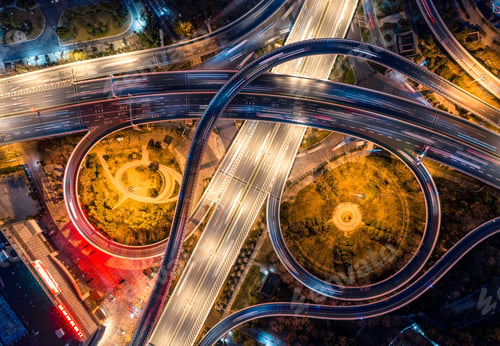 Preview: Aerial shot of the cityscape of Wuhan at nighttime, China.