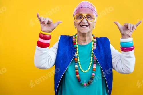 Preview: funny portraits with old grandmother