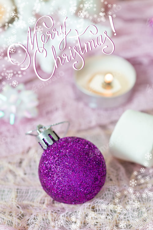 Preview: Christmas composition with snow frame and merry christmas lettering