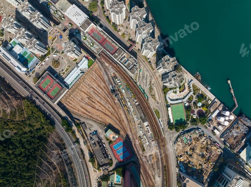 Preview: Hong Kong 12 December 2021: Top down view of Hong Kong city train track