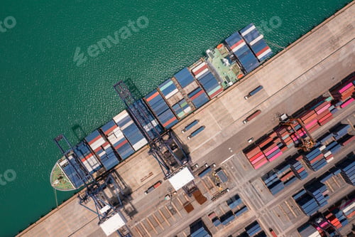 Preview: Aerial View of Cargo Ship at Dock