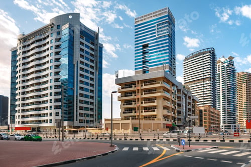 Preview: Urban road cityscape of Dubai at daytime