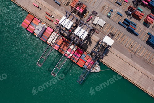 Preview: Aerial View of Cargo Ship at Dock
