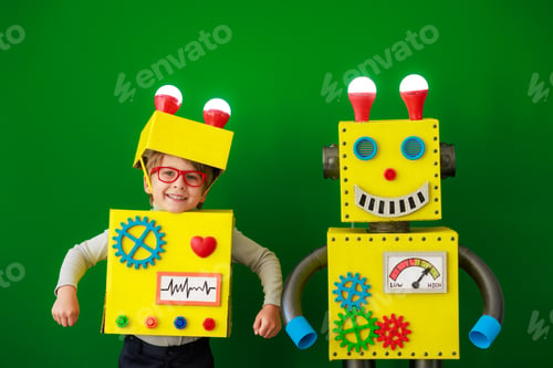 Preview: Happy child with a robot