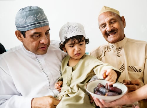 Preview: Middle Eastern family eating dates together