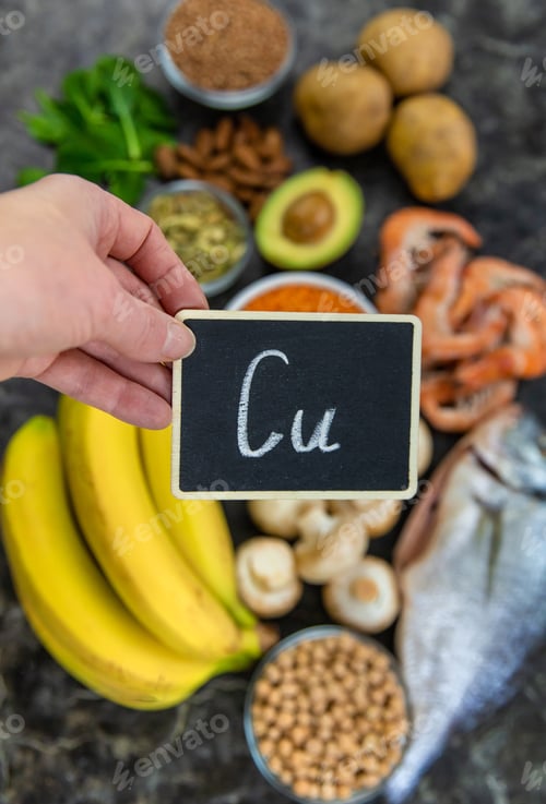Preview: Foods that contain copper. Selective focus.
