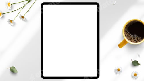 Preview: Tablet Mockup On Desktop For Advertisment Text.