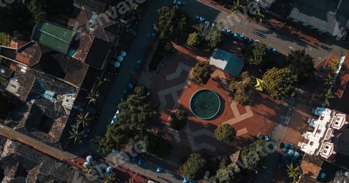 Preview: Aerial view of urban streets in a small town