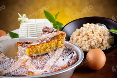 Preview: Neapolitan Pastiera with ingredients