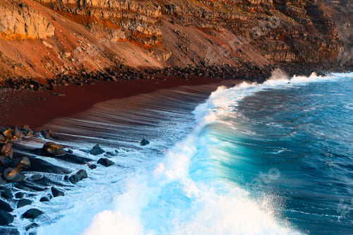 Preview: Beautiful Verodal beach with ocean waves on El Hierro island, canary, Spain