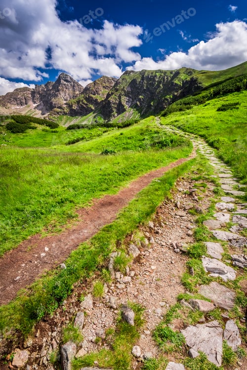 Preview: Stony footpath in the Tatras Mountains in Poland