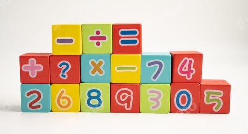 Preview: Math number colorful on white background, education study mathematics learning teach.