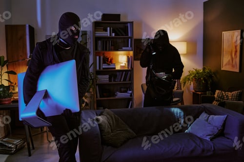 Preview: Thieve Stealing Electrical Devices in Dark Atmosphere