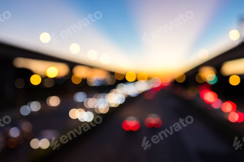 Preview: Blur view of the city traffic on highway at night