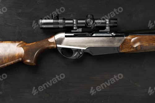 Preview: Smoothbore hunting gun on black background close up