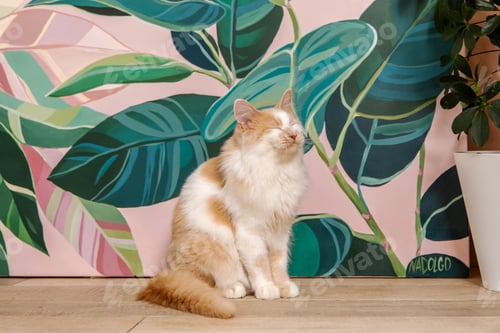 Vista previa: Adorable gato doméstico descansando en casa, con una expresión tranquila y unos ojos cautivadores. Perfecto para compañía