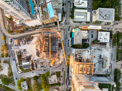 Preview: New construction site in Miami, Florida au sunset.
