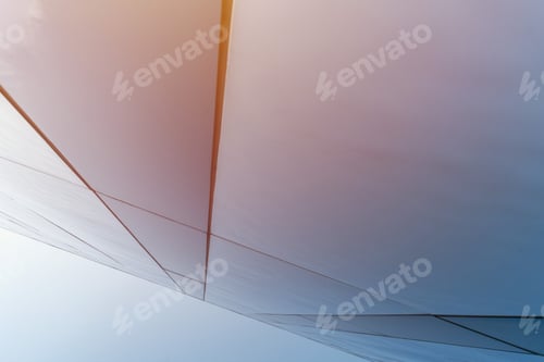 Preview: Mirror wall design of shopping center, copy space, Bottom view to modern texture of exterior